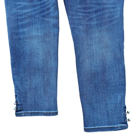 Split Hem Jeans WHBM Size 6 Crop Mid Rise Stretch Denim Cropped Skinny Pearl - Picture 8 of 10